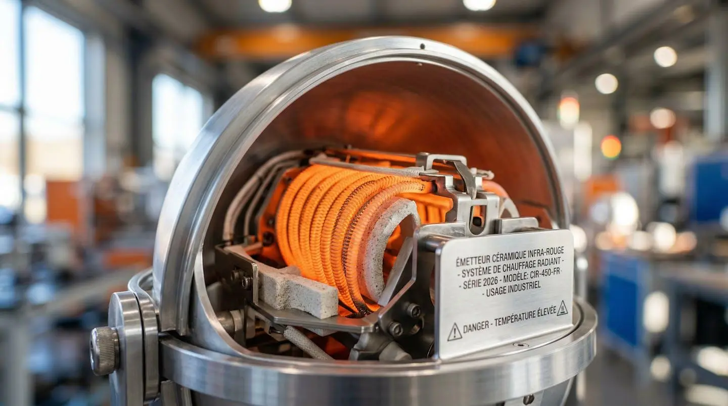 Gros plan macro sur les émetteurs céramiques infrarouges à l'intérieur d'un dôme sauna moderne avec flou artistique en arrière-plan